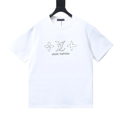 Louis Vuitton Dotted-Line Three-Flower T-Shirt White 01