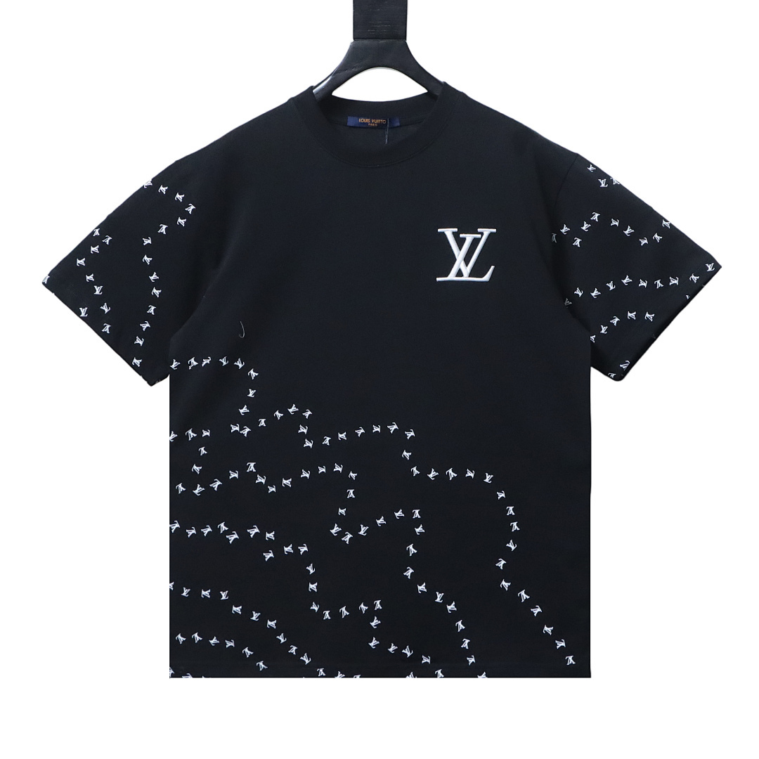 Louis Vuitton Embroidered Airplane Logo Print T-Shirt Black