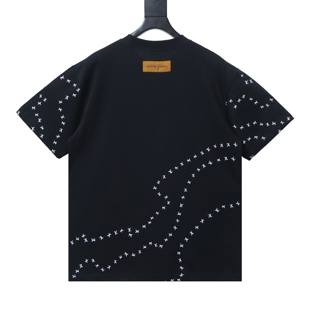 Louis Vuitton Embroidered Airplane Logo Print T-Shirt Black