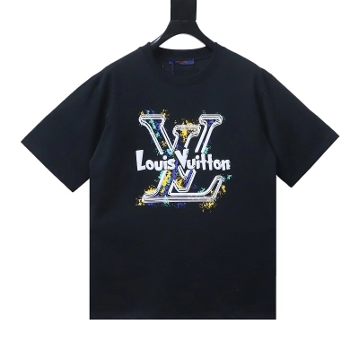 Louis Vuitton Graffiti-Style Logo Print T-Shirt Black 01