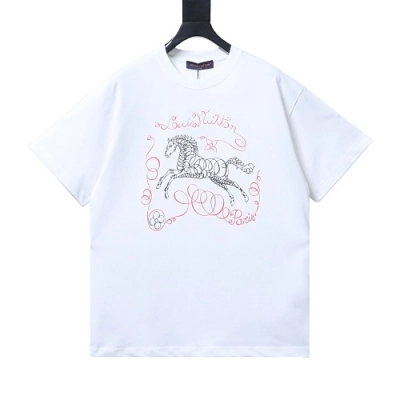 Louis Vuitton Linear Warhorse Print T-Shirt White 01