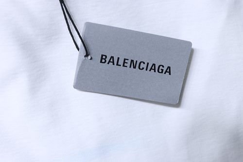Balenciaga Blue Circle Print Letter T-Shirt White