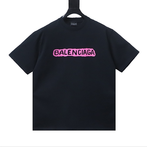 Balenciaga Buckle and Letter Graffiti Print T-shirt Black
