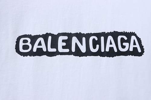 Balenciaga Buckle and Letter Graffiti Print T-shirt White