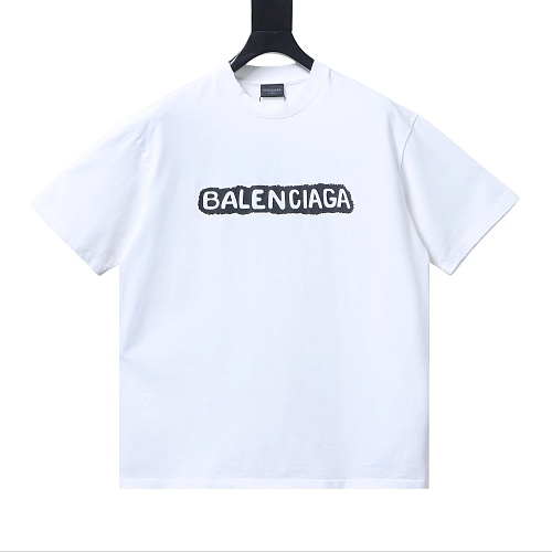 Balenciaga Buckle and Letter Graffiti Print T-shirt White