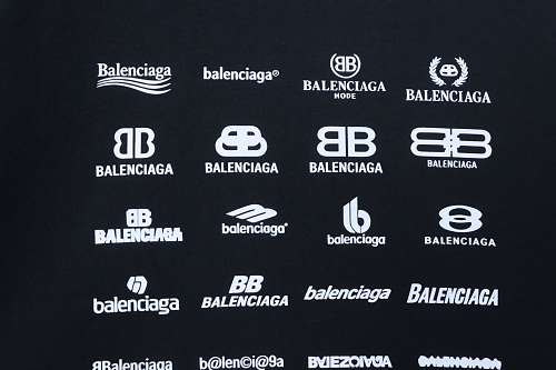 Balenciaga Multi-line Logo Print T-Shirt Black