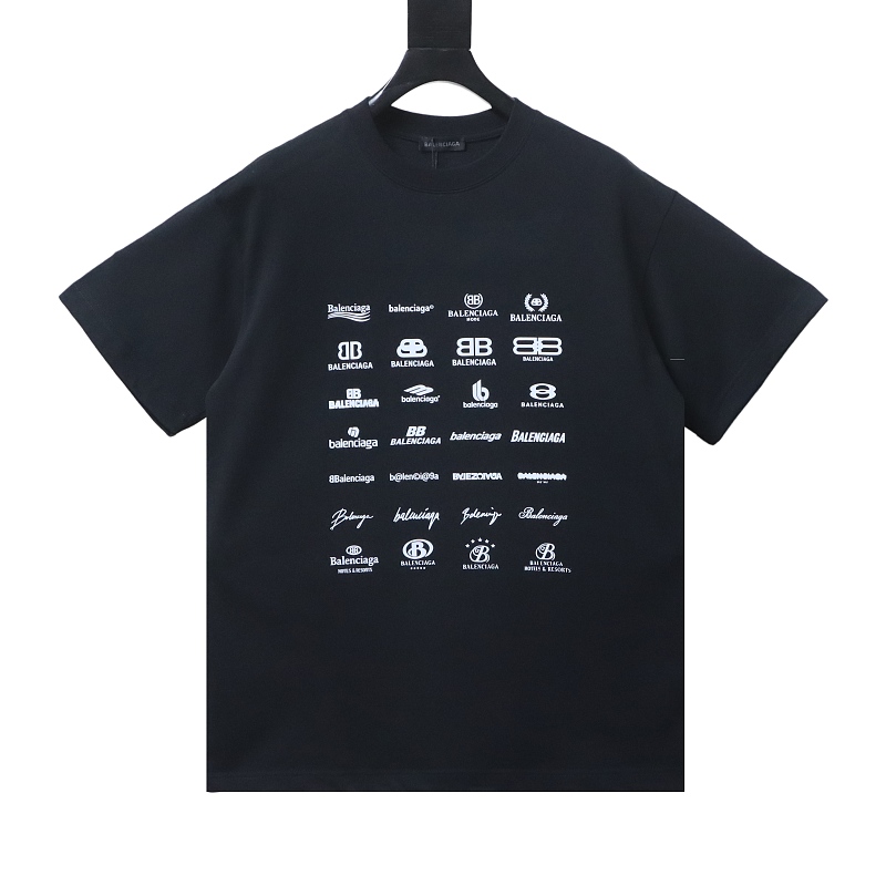 Balenciaga Multi-line Logo Print T-Shirt Black