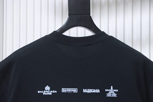 Balenciaga Multi-line Logo Print T-Shirt Black
