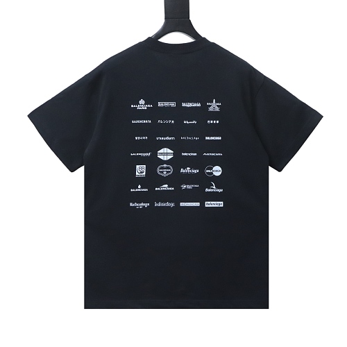 Balenciaga Multi-line Logo Print T-Shirt Black