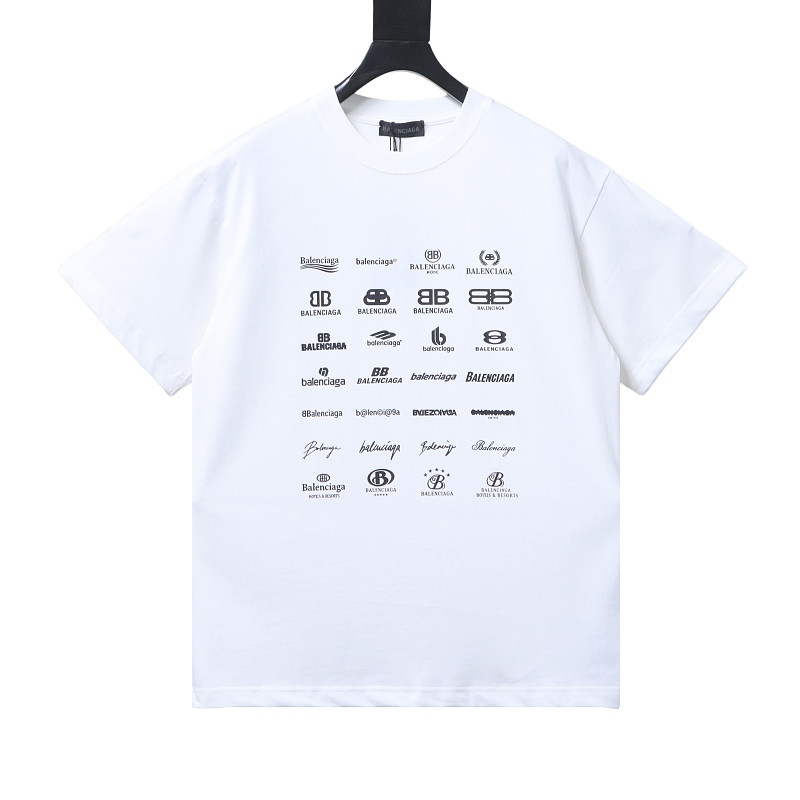 Balenciaga Multi-line Logo Print T-Shirt White