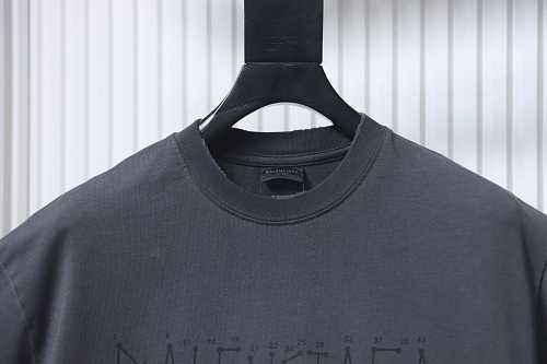Balenciaga Washed Mud-Dyed Black T-Shirt with Geometric Logo Print