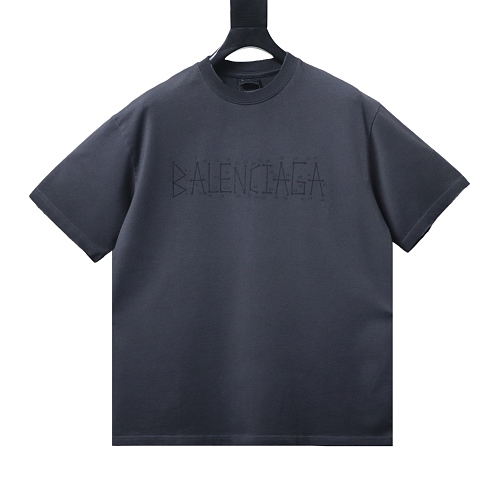 Balenciaga Washed Mud-Dyed Black T-Shirt with Geometric Logo Print