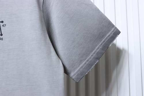 Balenciaga Washed Mud-Dyed Gray T-Shirt with Geometric Logo Print