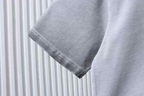 Balenciaga Washed Mud-Dyed Gray T-Shirt with Geometric Logo Print