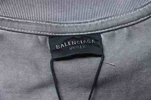 Balenciaga Washed Mud-Dyed Gray T-Shirt with Geometric Logo Print