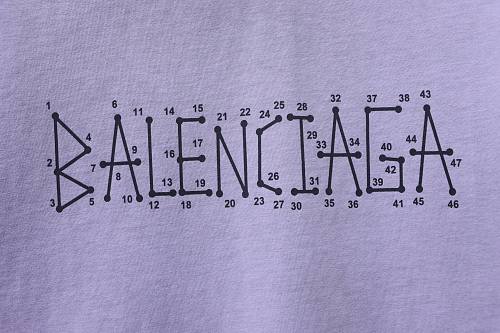 Balenciaga Washed Mud-Dyed Purple T-Shirt with Geometric Logo Print