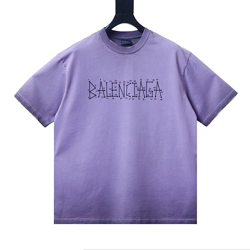 Balenciaga Washed Mud-Dyed Purple T-Shirt with Geometric Logo Print