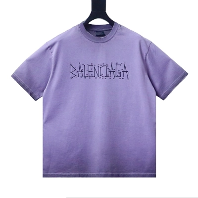 Balenciaga Washed Mud-Dyed Purple T-Shirt with Geometric Logo Print 01