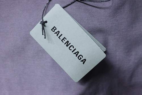 Balenciaga Washed Mud-Dyed Purple T-Shirt with Geometric Logo Print