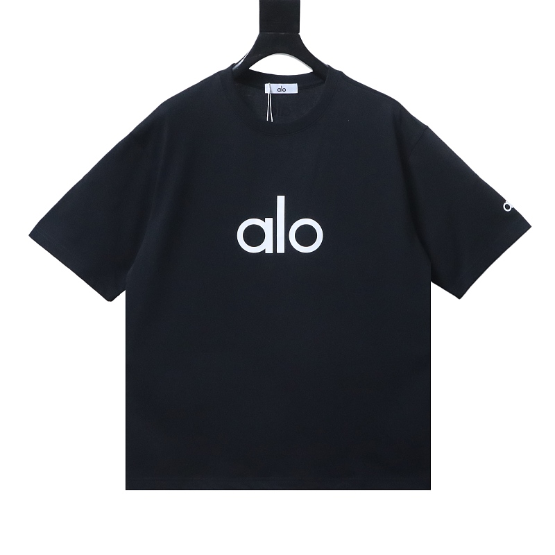 Alo Minimalist Black T-Shirt with White Lettering Print