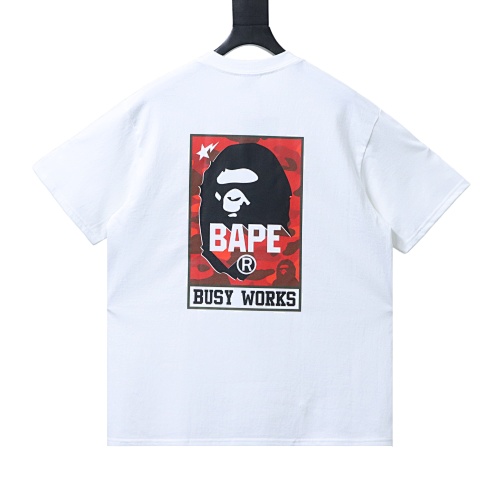Bape Classic Red Label Ape Head Front and Back Print T-Shirt White