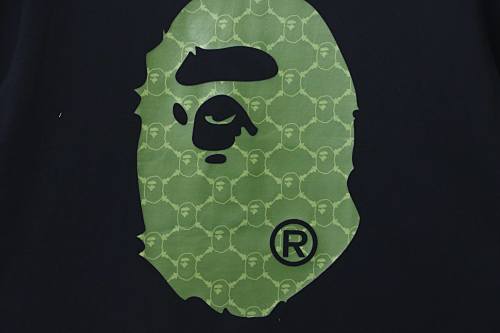 Bape Diamond-Quilted Monogram with Ape Head Print T-Shirt Black