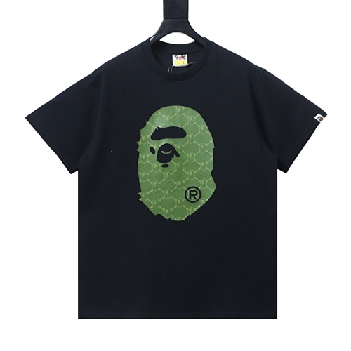 Bape Diamond-Quilted Monogram with Ape Head Print T-Shirt Black