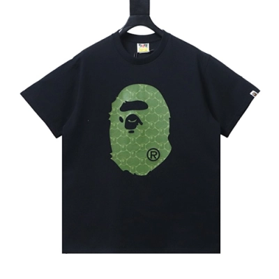 Bape Diamond-Quilted Monogram with Ape Head Print T-Shirt Black 01