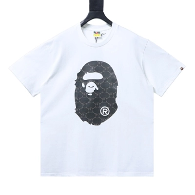 Bape Diamond-Quilted Monogram with Ape Head Print T-Shirt White 01