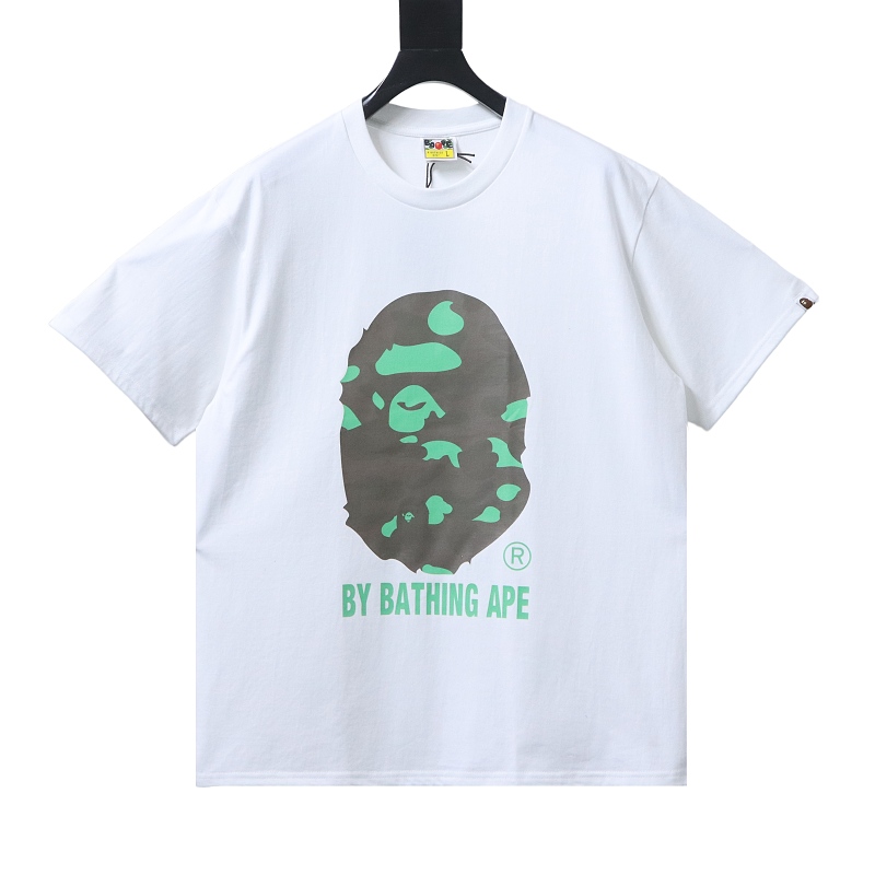 Bape Macaron-Colored Ape Head and Letter Print T-shirt White