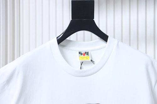 Bape Vertical-Stripe Color-Block Camouflage Ape Head Print T-Shirt White