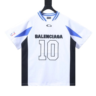 Balenciaga NBA Co-Branded Health Network Qversized Color Bocked T-shirt Black/White/Red 01
