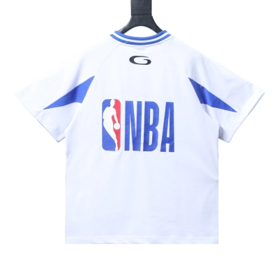 Balenciaga NBA Co-Branded Health Network Qversized Color Bocked T-shirt Black/White/Red 02