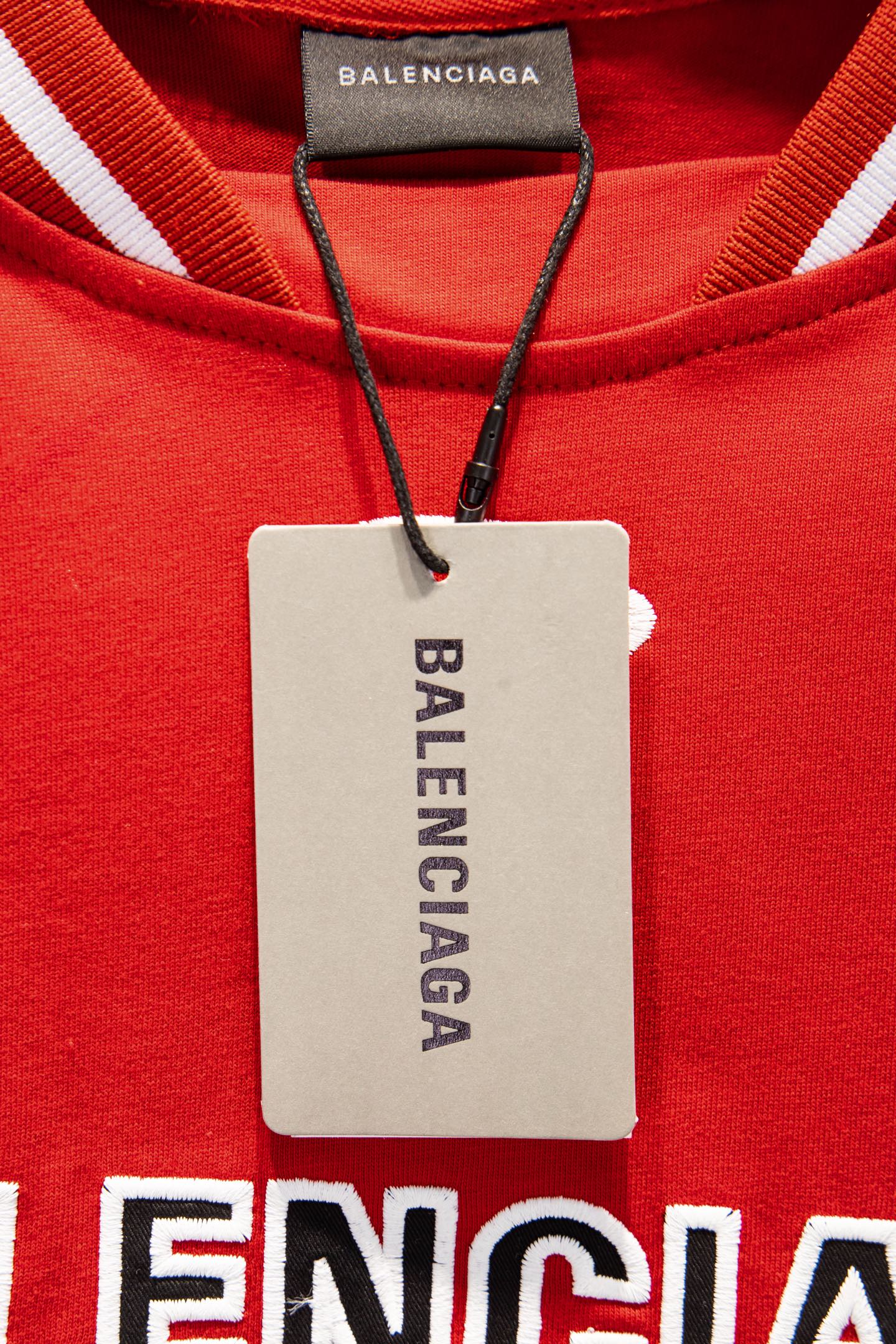 Balenciaga NBA Co-Branded Health Network Qversized Color Bocked T-shirt Black/White/Red