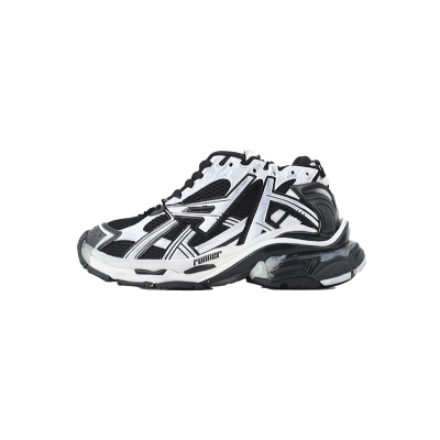 Balenciaga Runner LED Sneaker Black and White 853225 WRNLD 9010 01