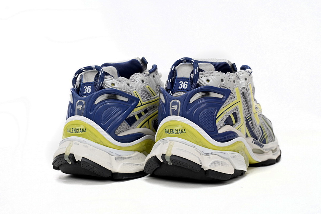 Balenciaga Runner Sneaker White Yellow Blue 677402 W3RB5 9174