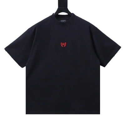 Balenciaga Wheat Ear & Grain Agency Small Embroidery T-Shirt Black 01