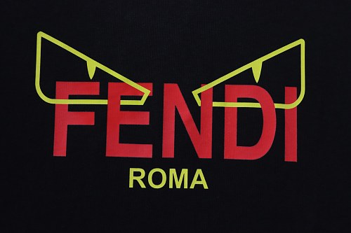 Fendi Yellow-Eyed & Red-Letter Print T-Shirt Black