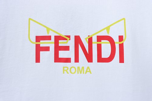 Fendi Yellow-Eyed & Red-Letter Print T-Shirt White