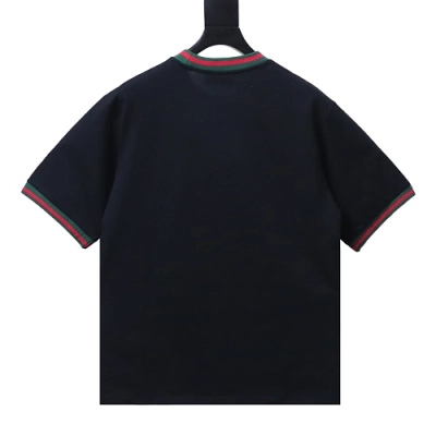 Gucci Red and Green Ribbed Crew-Neck T-Shirt Black 02