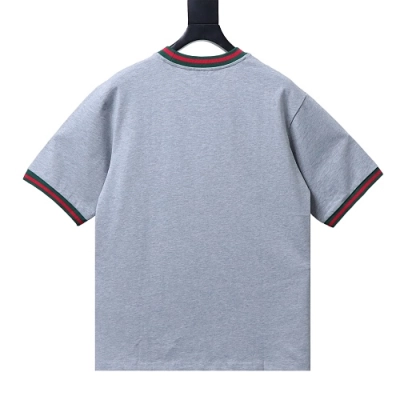 Gucci Red and Green Ribbed Crew-Neck T-Shirt Gray 02