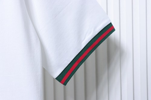 Gucci Red and Green Ribbed Crew-Neck T-Shirt White