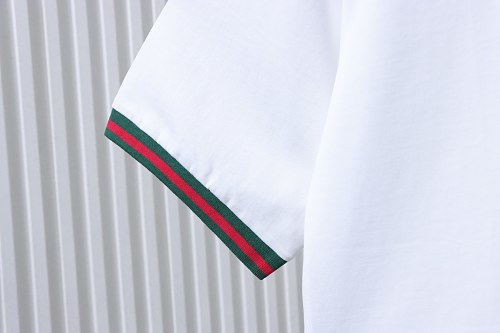 Gucci Red and Green Ribbed Crew-Neck T-Shirt White