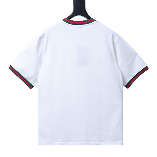 Gucci Red and Green Ribbed Crew-Neck T-Shirt White