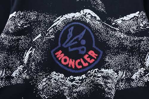 Moncler Ink-Style Mountain Print T-Shirt Black