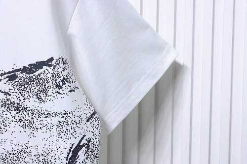 Moncler Ink-Style Mountain Print T-Shirt White