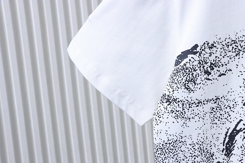 Moncler Ink-Style Mountain Print T-Shirt White