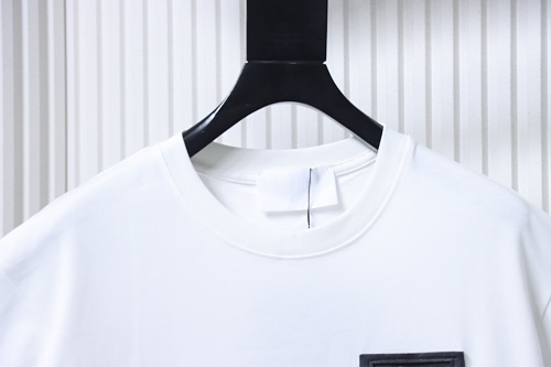 Prada Genuine Leather Black Pocket T-shirt White