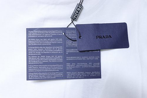 Prada Genuine Leather Black Pocket T-shirt White