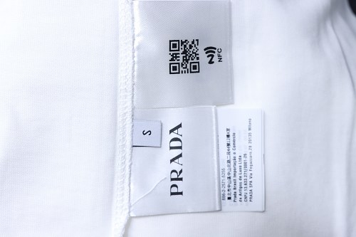Prada Genuine Leather Black Pocket T-shirt White